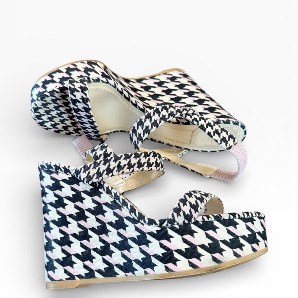 Christian Dior Volt Houndstooth Canvas Wedge Slingback Sandals EU 39 US 9 - Picture 11 of 16